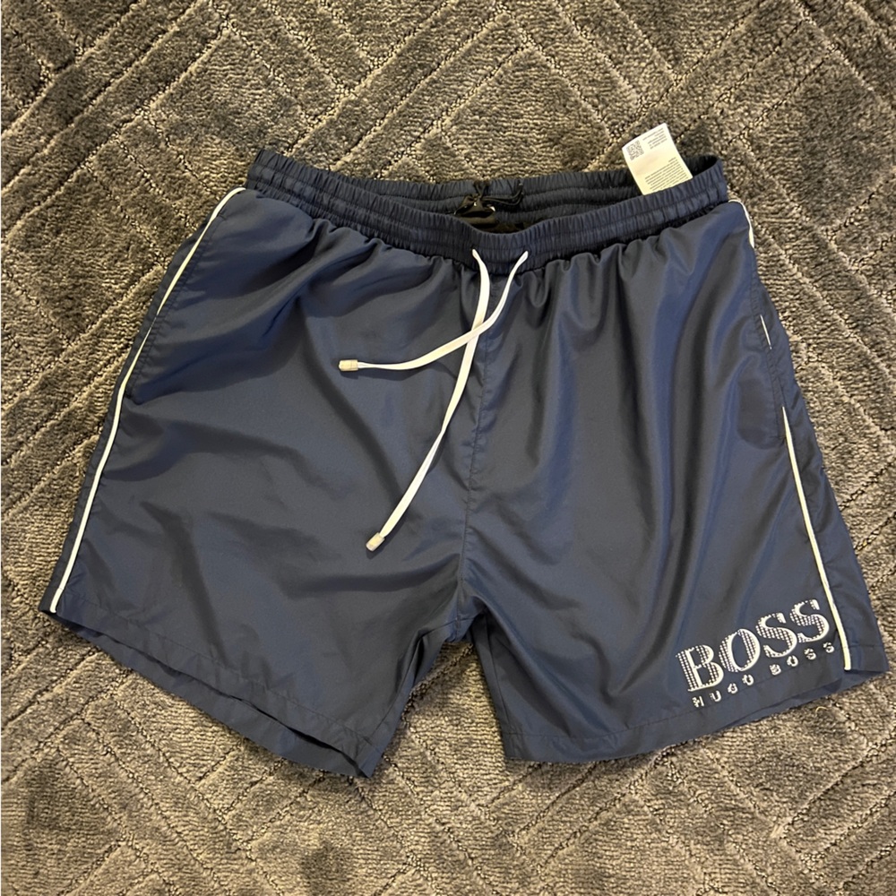 Boss Navy Swim Trunks